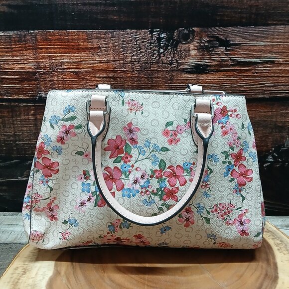 GUESS Bag Purse Handbag Satchel Floral Faux Leather NEW - Picture 2 of 14